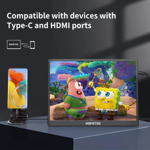 10.5 Inch HGFRTEE Portable Display Monitor With Stand, 1280P FHDR, 100% SRGB, 420nit, Ideal For Work & Entertainmen - Image 5